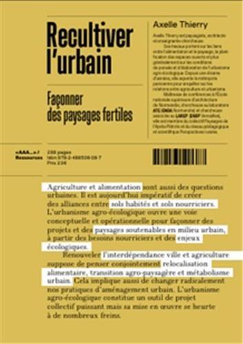 Image de Recultiver l Urbain FaConner des Paysages Fertiles /franCais