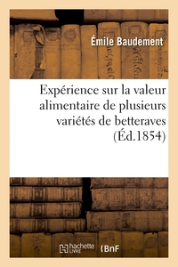 Picture of Expérience sur la valeur alimentaire de plusieurs variétés de betteraves