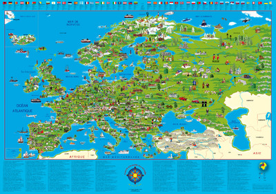 Image de **POSTER CARTE EUROPE ILLUSTREE130 CM X 90CM