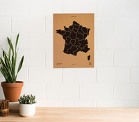 Image de WOODY MAP L - FRANCE NOIR 60 CM X 45 CM