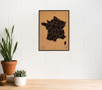 Image de WOODY MAP L - FRANCE CADRE NOIR 63 CM X 48 CM