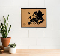 Image de WOODY MAP L - EUROPE CADRE NOIR 63 CM X 48 CM