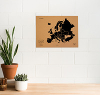 Image de WOODY MAP L - EUROPE NOIR 60 CM X 45 CM