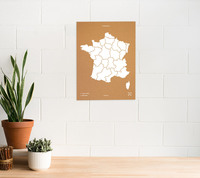 Image de WOODY MAP L - FRANCE BLANC 60 CM X 45 CM