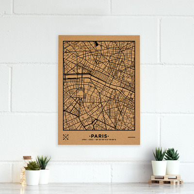 Image de WOODY MAP VILLE L - PARIS - NOIR 60 CM X 45 CM
