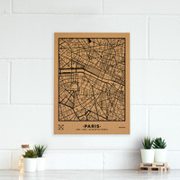 Image de WOODY MAP VILLE L - PARIS - NOIR 60 CM X 45 CM