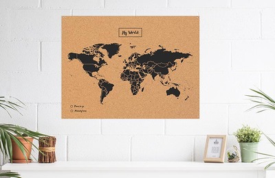 Image de CARTE MY WORLD L - LIEGE NATUREL NOIR - 60CM X 45CM