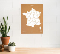 Image de WOODY MAP XL - FRANCE BLANC 90 CM X 60 CM