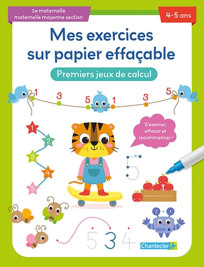 Image de Mes exercices sur papier effaçable - Premiers jeux de calcul (4-5 a.)