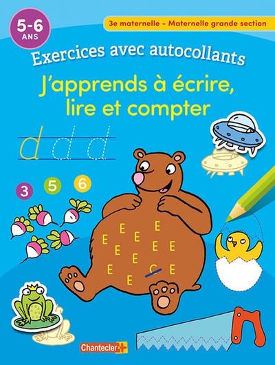 Image de Exercices avec autocollants - J'apprends à écrire, lire et compter (5-6 a.)