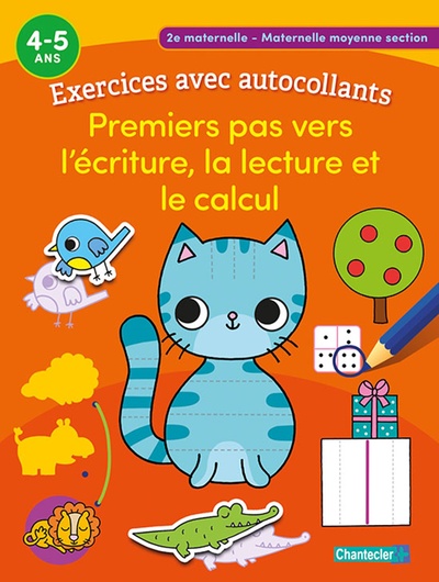 Image de Exercices avec autocollants - Premiers pas vers l'écriture, la lecture et le calcul (4-5 a.)
