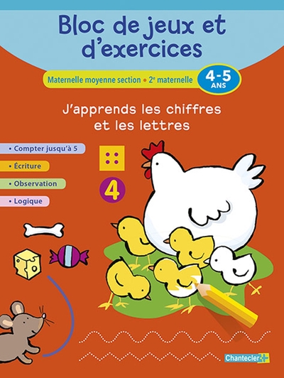 Image de BLOC DE JEUX ET D'EXERCICES - J'APPRENDS LES CHIFFRES (4-5)