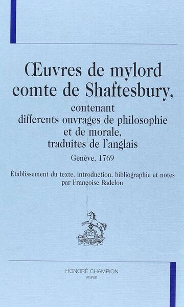 Picture of Oeuvres de Mylord Comte de Shaftesbury contenant différents ouvrages de philosophie et de morale