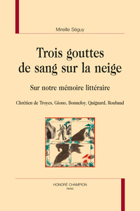 Image de trois gouttes de sang sur la neige