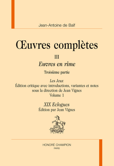 Image de Euvres en rimes : Les jeux, volume 1 ; XIX Eclogues