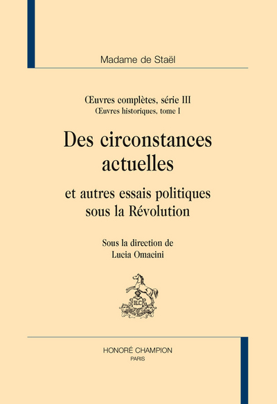 Picture of .Des circonstances actuelles et autres écrits  politiques sous la Révolution.