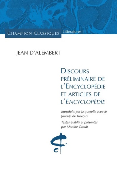 Image de Discours préliminaires de l'Encyclopédie et articl