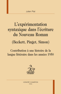 Image de L'expérimentation syntaxique dans l'écriture du Nouveau roman - Beckett, Pinget, Simon