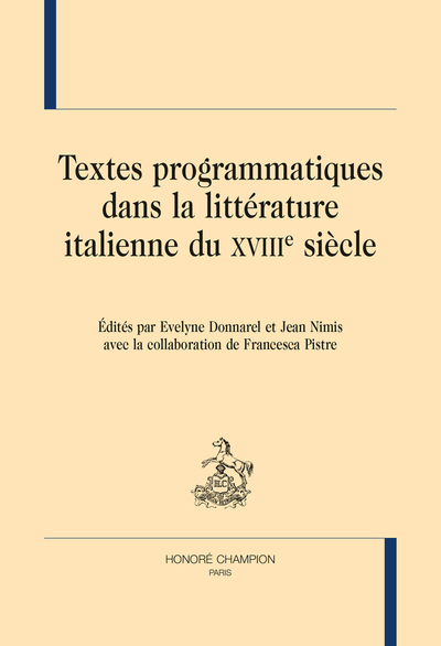 Image de Textes programmatiques dans la littérature italienne du XVIIIe siècle