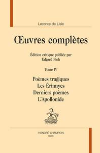 Image de Poèmes tragiques - Les Érynnies - Derniers poèmes - L'Apollonide