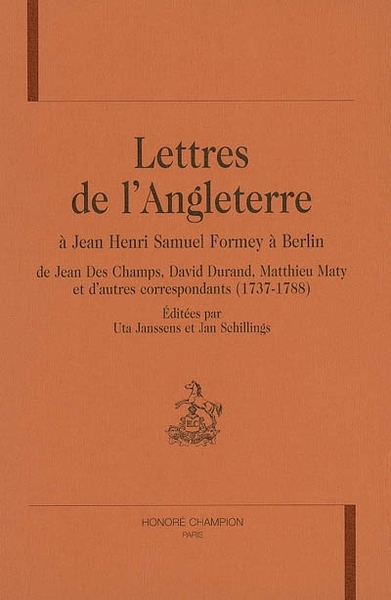 Picture of Lettres de l'Angleterre - à Jean Henri Samuel Formey à Berlin