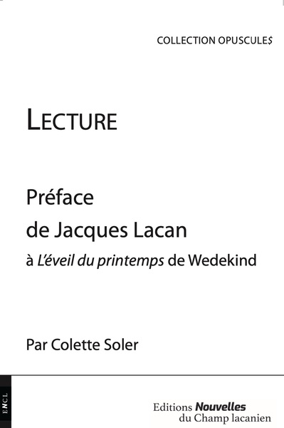 Image de Lecture - Préface de Jacques Lacan à L'Eveil du printemps de Wedekind