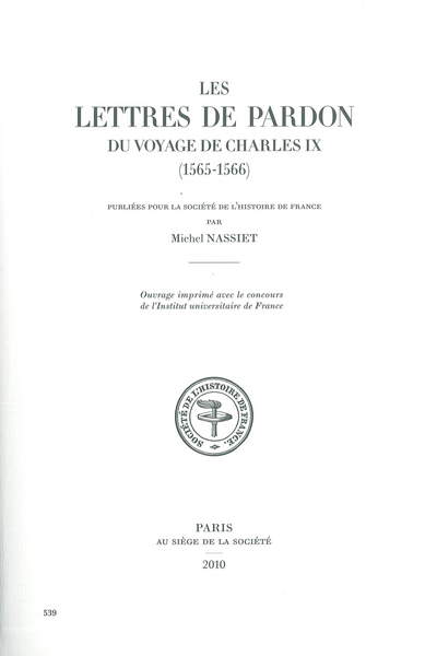 Picture of Les lettres de pardon du voyage de Charles IX - 1565-1566
