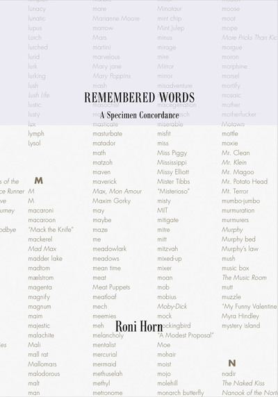 Picture of Roni Horn Remembered Words A Specimen Concordance /anglais
