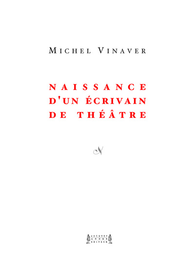 Picture of Naissance d'un écrivain de théâtre