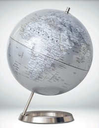 Image de GLOBE 30 CM INCLINE ARGENT CARTO BLANCHE POLITIQUE