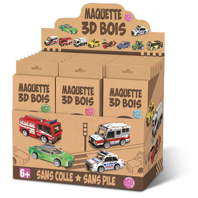 Image de DISPLAY 24 MAQUETTES BOIS VEHICULES 3D (10 MODELES)