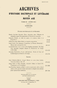 Image de Archives d'Histoire littéraire et doctrinale du Moyen Âge LXXXVIII – 2021