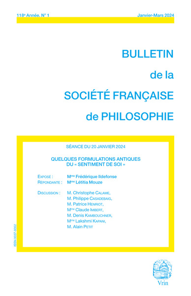 Picture of Quelques formulations antiques du «sentiment de soi»