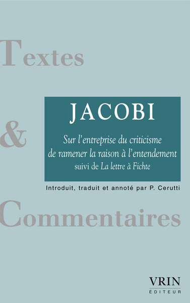 Picture of Sur l'entreprise du criticisme de ramener la raison à l'entendement