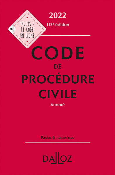Image de Code de procédure civile 2022 113ed - Annoté