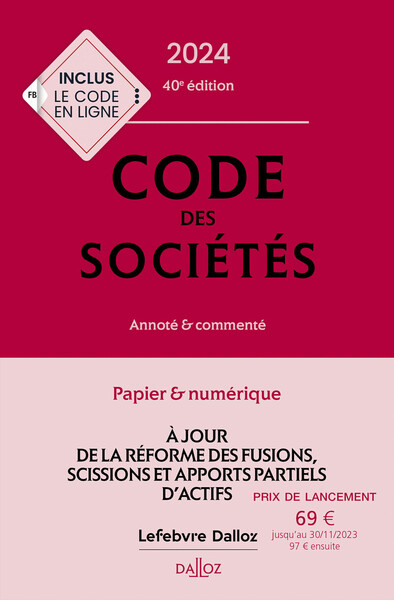 Picture of Code des sociétés 2024 40ed - Annoté et commenté