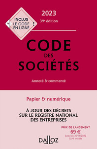 Image de Code des sociétés 2023 39ed - Annoté et commenté