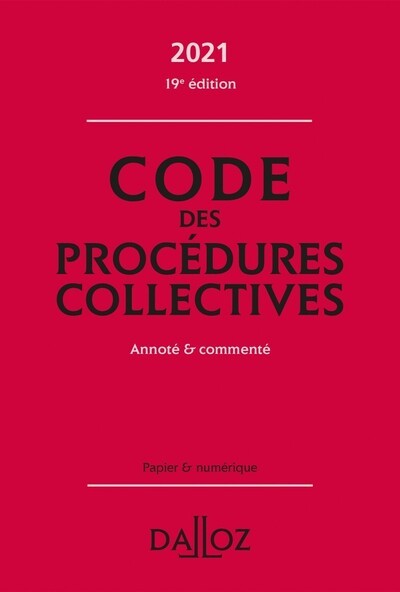 Image de Code des procédures collectives 2021, annoté & commenté