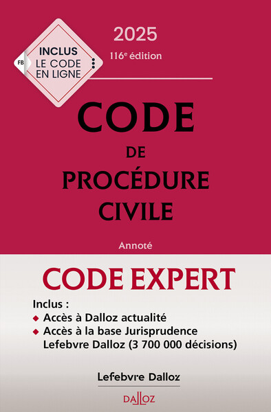 Picture of Code Dalloz Expert. Code de procédure civile 2025. 21e éd.
