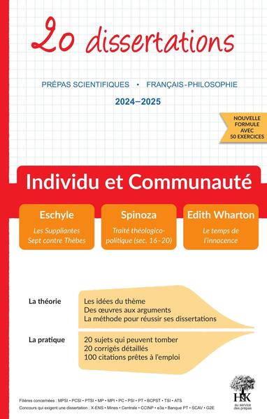 Image de 20 dissertations - Prépas scientifiques - Français-philosophie 2024-2025 « Individu et Communauté »
