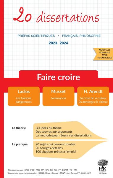 Image de 20 dissertations de français sur le thème 2023-2024 « Faire croire » en prépa scientifique