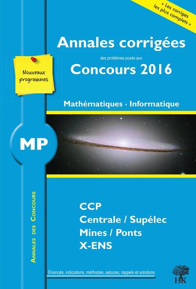 Image de Annales des concours 2016 MP Mathématiques et informatique