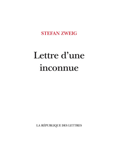 Picture of Lettre d'une inconnue
