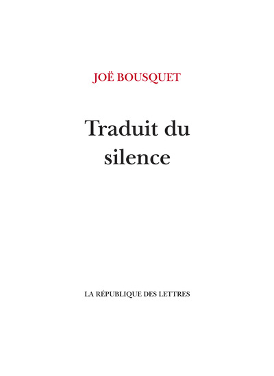Picture of Traduit du silence