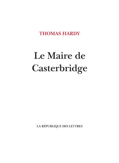 Picture of Le Maire de Casterbridge