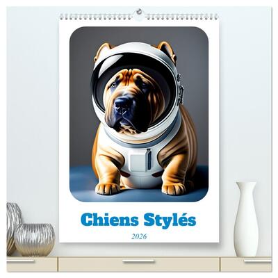 Picture of Chiens stylés  (Calendrier mural 2026 DIN A2 horizontal) calendrier de bureau