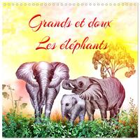 Picture of Grands et doux Les éléphants (Calendrier mural carré 2026 30x30 cm) Calendrier double avec une page pour vos prises de notes