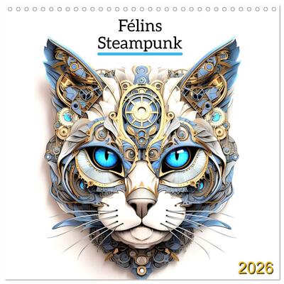 Image de Félins Steampunk (Calendrier mural carré 2026 30x30 cm) Calendrier double avec une page pour vos prises de notes