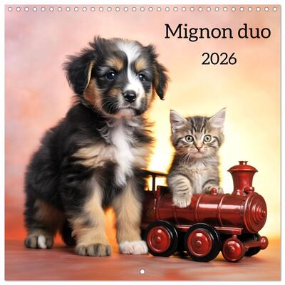 Image de Mignon duo (Calendrier mural carré 2026 30x30 cm) Calendrier double avec une page pour vos prises de notes