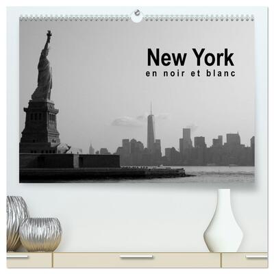 Image de New York en noir et blanc  (Calendrier mural 2026 DIN A2 vertical) calendrier de bureau